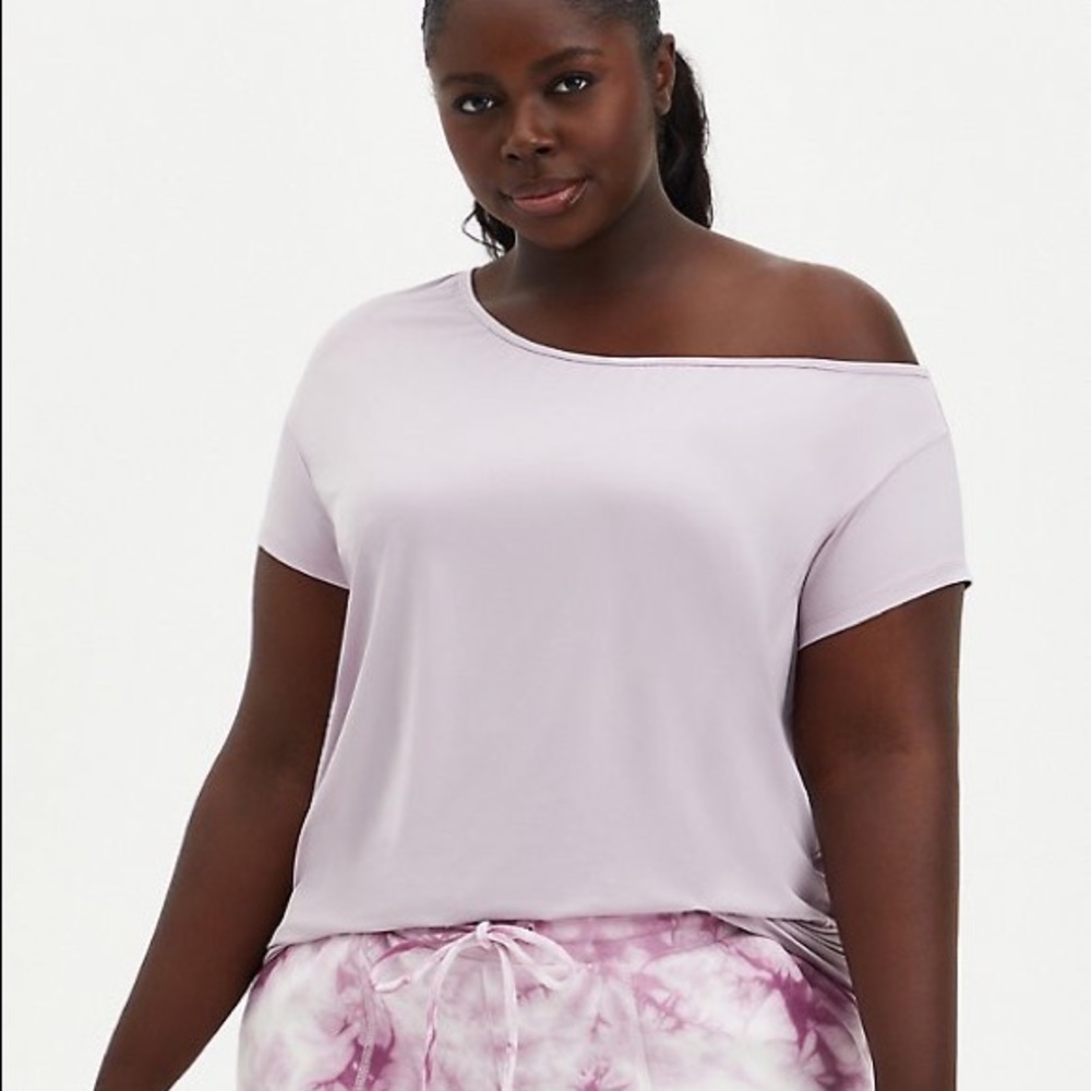 Torrid Purple Off Shoulder Wicking Active Tech Tee